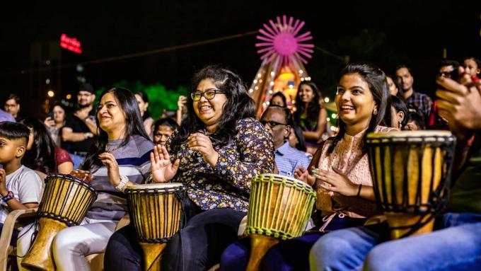 Drum circle team building activity