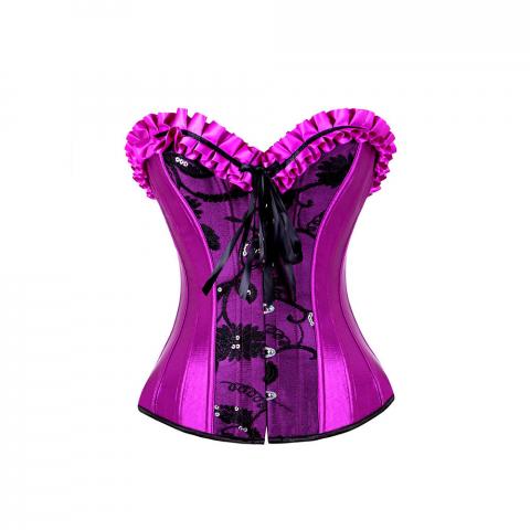 Purple Satin Carnival Dance Overbust Corset | Sayfutclothing