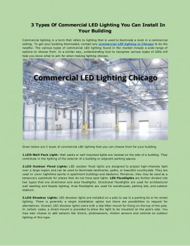 3 types of commercial led lighting you can install in your building