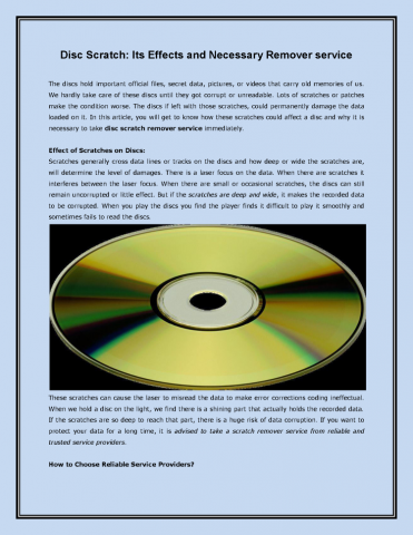           Disc Scratch: Its Effects And Necessary Remover Service  |authorSTREAM      