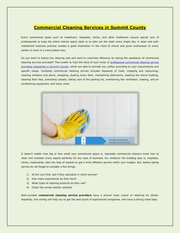 Commercial Cleaning Services in Summit County