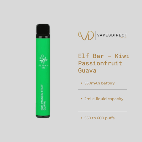 Buy Kiwi Passionfruit Guava Elf Bar Disposable Vape Online in the UK