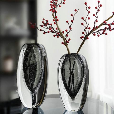 Flower Glass Vase Thickness Grey Color Modern Home Décor - Warmly Design