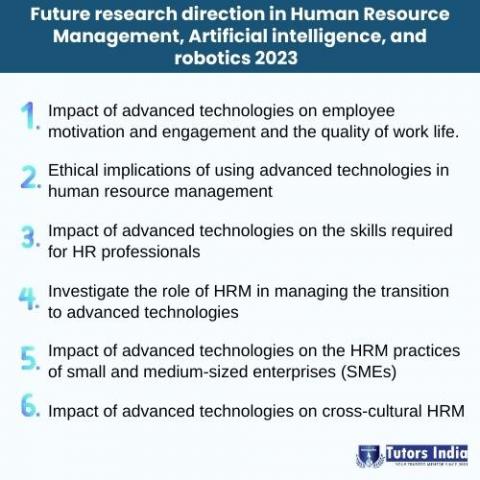 Future research direction in Human Resource Management, Artificial intelligence, and robotics 2023