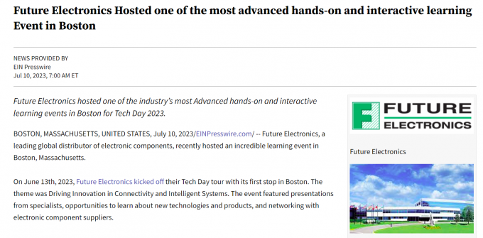 Future Electronics team provide outstanding services in technology