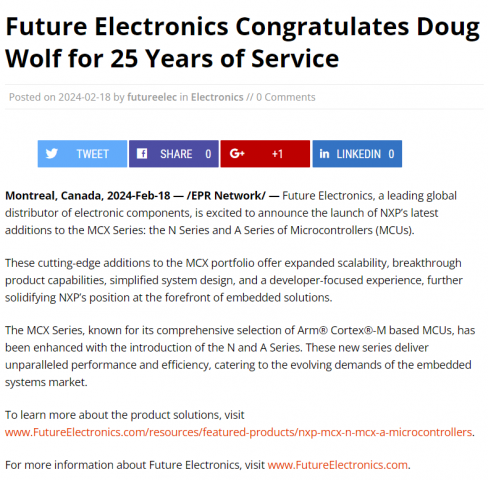 Future Electronics is leader in electronics distribution
