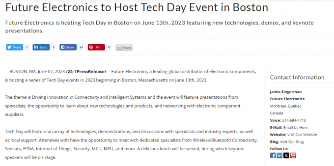 Future Electronics Tech Day will feature an array of technologies