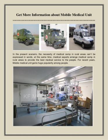 Get More Information about Mobile Medical Unit