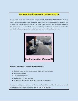 Get Your Roof Inspection in Warsaw, IN
