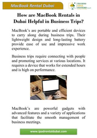 How are MacBook Rentals in Dubai Helpful in Business Trips?