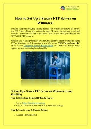 Secure FTP Server Configuration for Windows Users