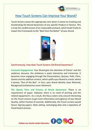 How Touch Screens Can Improve Your Brand?