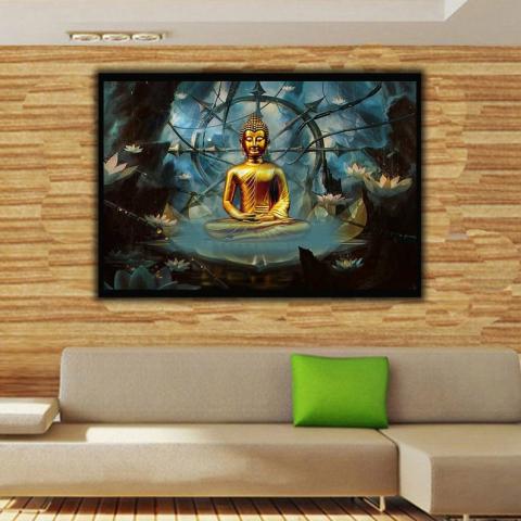 Meditation Golden Buddha Canvas Print Spiritual Wall Art | Etsy