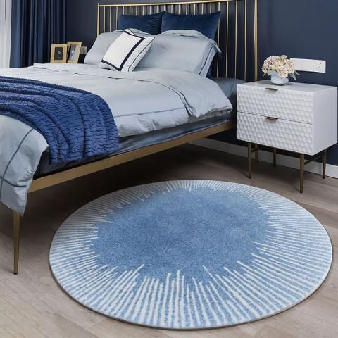 Blue Round Large Rugs Abstract Design Circle Carpets - Warmly Home