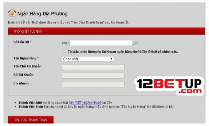 Rút tiền 12Bet cần những điều kiện gì?