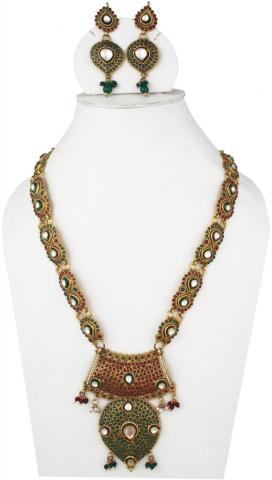 Green and red stone necklace - Buy Wedding jewellery set