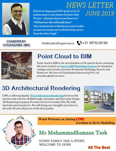 Architectural Drafting, Drawing, Rendering and 3D BIM Modeling Services NewsLetter June-2019.