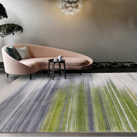 Creative Green Grey Rug Modern Abstract Area Wave Art Striped Carpets - Warmly Home