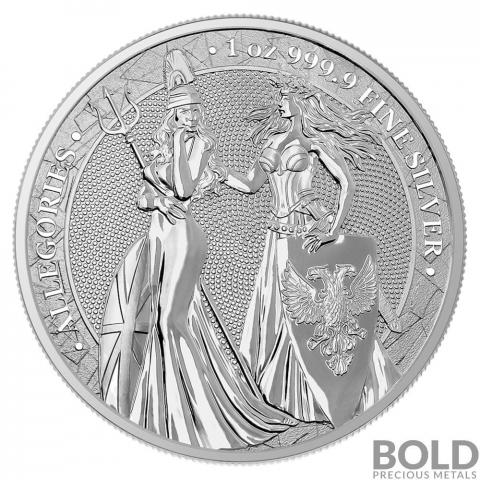 2019 Silver Allegories Germania And Britannia BU Round 1 Oz Coin