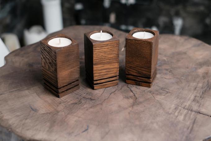 Wooden Candle Holders And Wooden Coasters