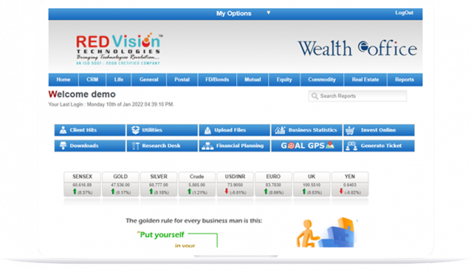 Mutual fund software for distributors represents the clients portfolio status