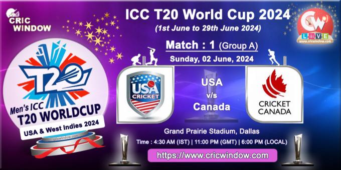 USA vs Canada ICC T20 World Cup 2024 Live - cricwindow.com 