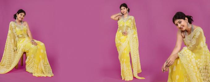 Cotton chikankari saree