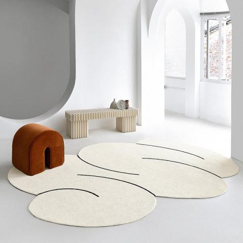 White Carpet Cloud Shaped Design Squiggle Rug for Living Room - Warmly Home
