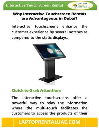 Why Interactive Touchscreen Rentals are Advantageous in Dubai?
