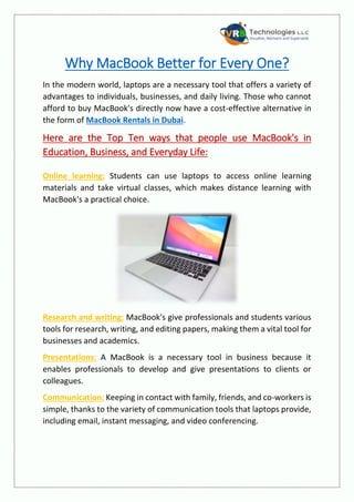 Why MacBook Better for Every One?