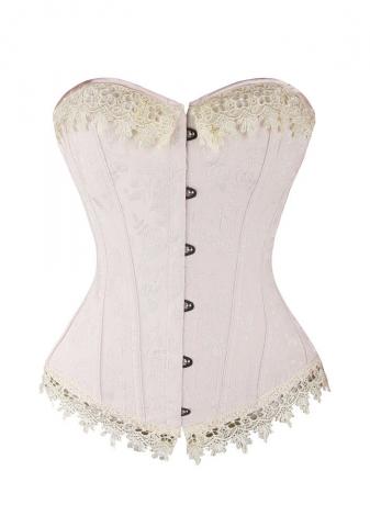 Vintage Floral Lace Trim Overbust Corset | Sayfutclothing