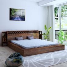 Buy Paragon Sheesham Wood King Size Bed Without Storage