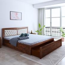 Buy Spanish Sheesham Wood King Size Bed With Front Drawer