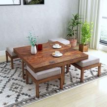 Timor Coffee Table With 4 Stools - Center Table - PlusOne India