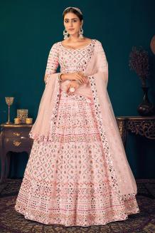 Buy Light Pink Georgette Gota Patti Work Lehenga Online | Like A Diva