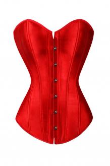 Satin Plain Plastic Boned Lace Up Trim Overbust Corset | Sayfutclothing