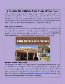 3 Reasons for Installing Patio Cover at Your Home 