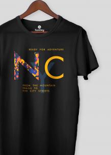 NYC Black Half Sleeves T-shirt For Men - KWABEY