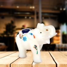 Artistic Marble Inlay Elephant Statue - Marble Inlay Handicraft Products