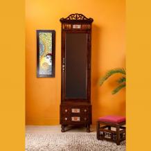 Mohita Dressing Table in Teakwood with Walnut Matte Finish (21x18x72) - Aakriti Art Creations