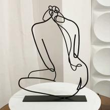 Abstract Female Body Sculpture Modern Metal Table Artwork Woman Figurine - Warmly Life