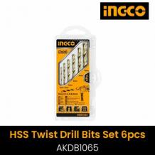 INGCO 6PCS HSS TWIST DRILL BITS SET AKDB1065, PACKED BY DOUBLE BLISTER