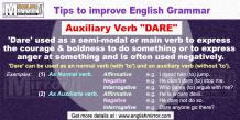 Auxiliary Verb 'Dare' used to express the courage to do something - English Mirror 