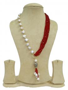 Red and white pearl necklace | Buy latest bridal jewellery - Babosa