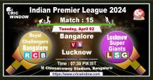 IPL Bangalore vs Lucknow live score and Report