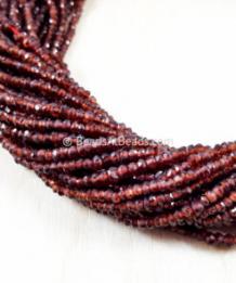 Semi Precious Garnet Beads: Faceted, Disc Shape, Red &amp; Smooth Round