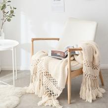 Hand-knitted Blankets for Beds, Sofa for Tassel Weighted Air Conditioning