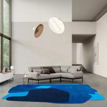 Blue Rug Modern Geometric Design Unique Shaped Area Carpets for Living Room - Warmly Home