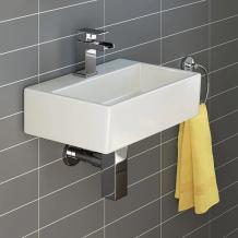 Modern Square Ceramic Cloakroom Wall Hung Basin - Gloss White