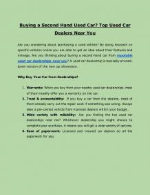 Buying a Second Hand Used Car? Top Used Car Dealers Near You